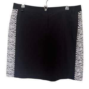 Chicos Womens Zenergy Golf Animal Print Skort Black White Size 2/Large 12